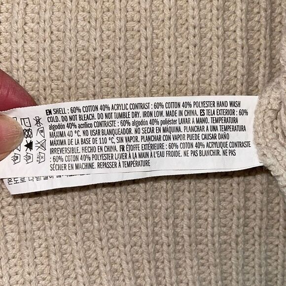 English Factory Womens Cardigan Sweater Crop Long Sleeve Acrylic Beige Large - Picture 5 of 7